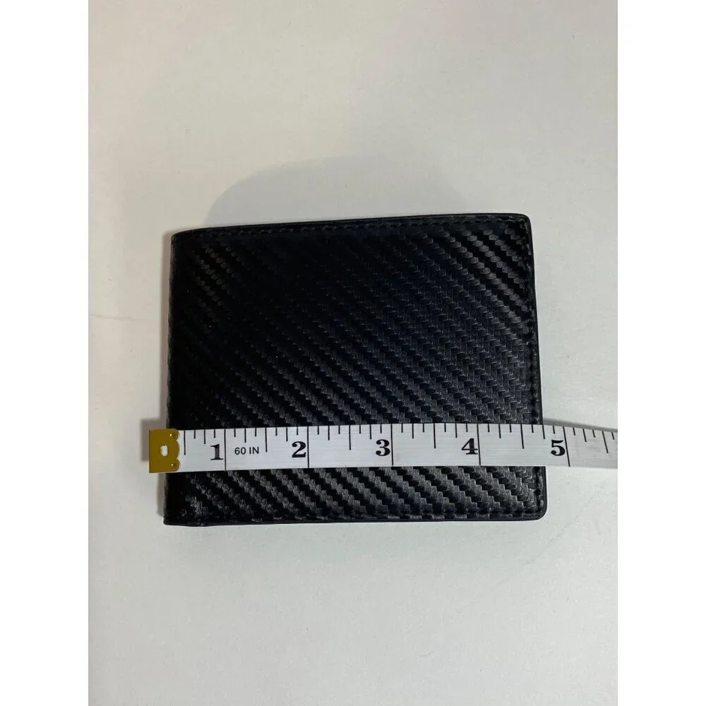 Men’s Bifold Black Wallet Interior Card Slots ID Window NWB‎